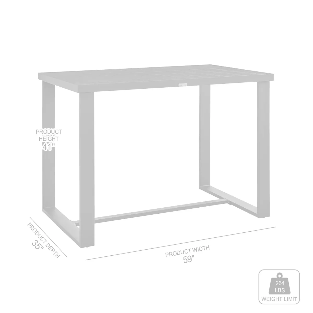 Argiope Outdoor Patio Bar Height Dining Table in Aluminum