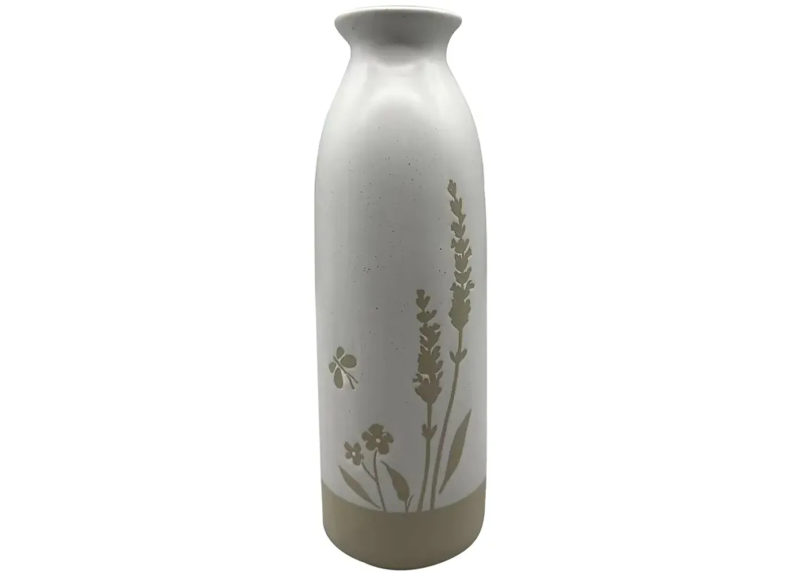 Cer, 10" Flower Field Vase, Ivory