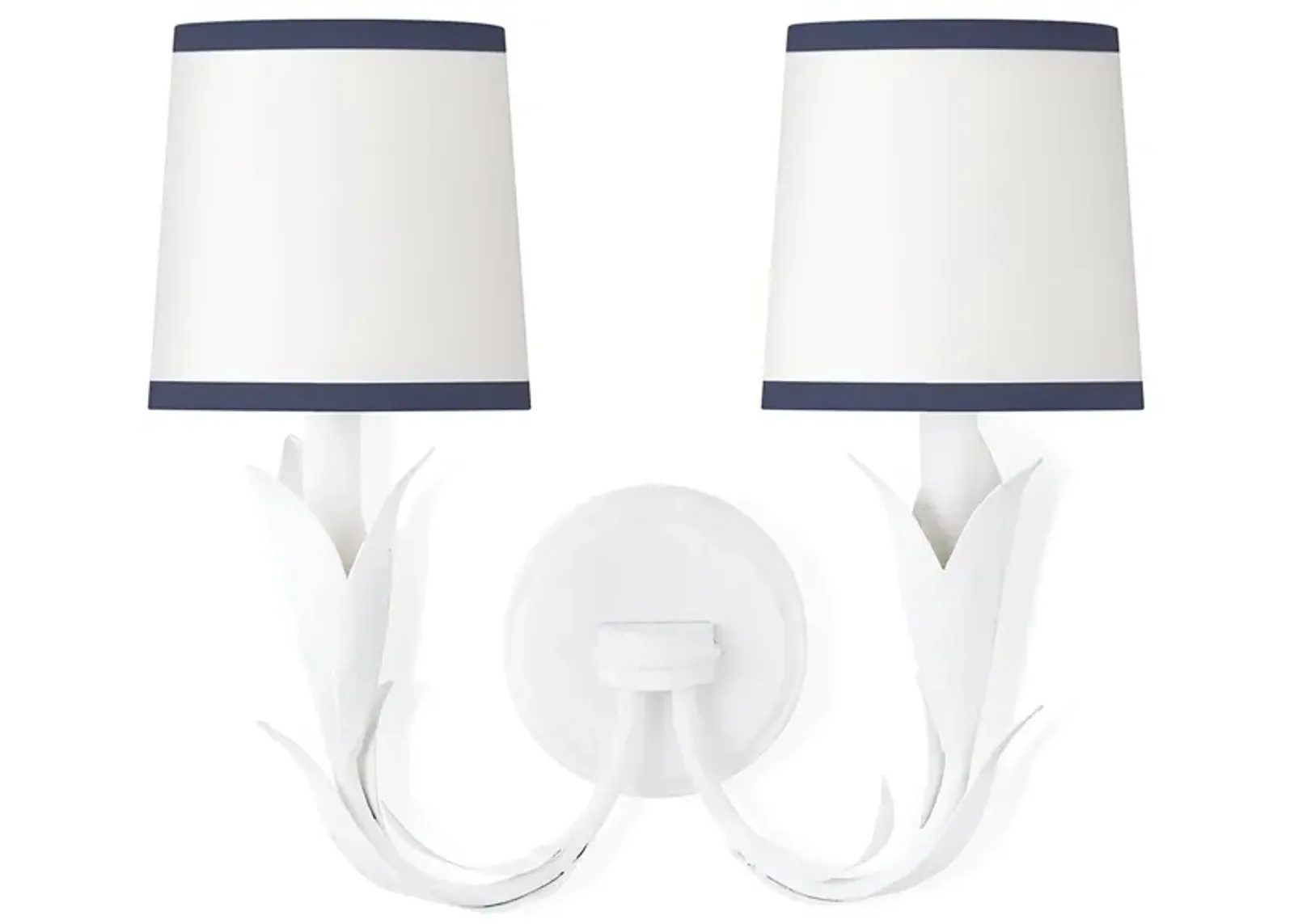 River Reed Sconce Double (White with Navy Shade)