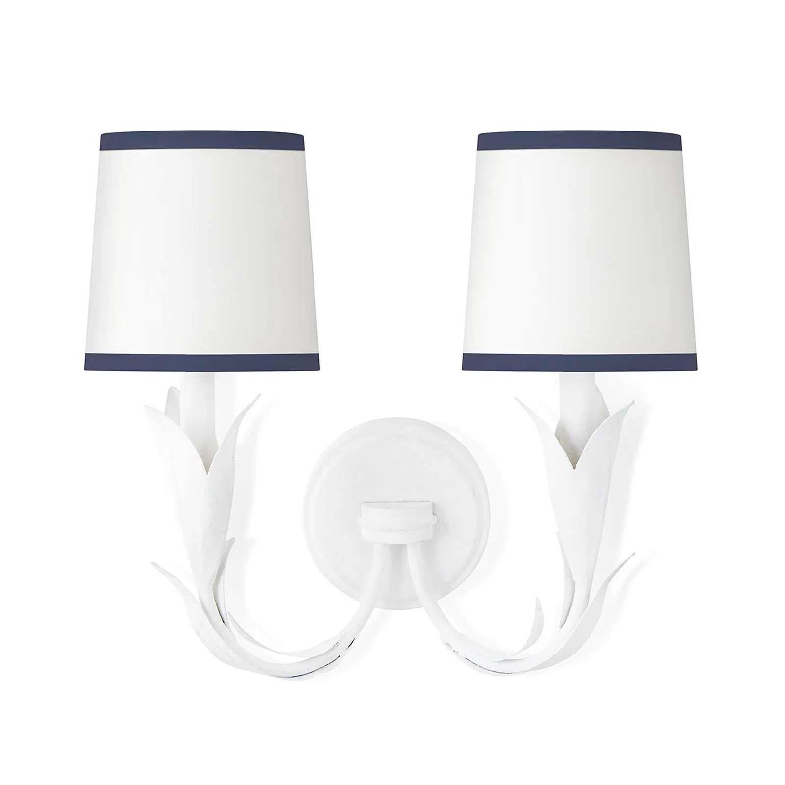 River Reed Sconce Double (White with Navy Shade)