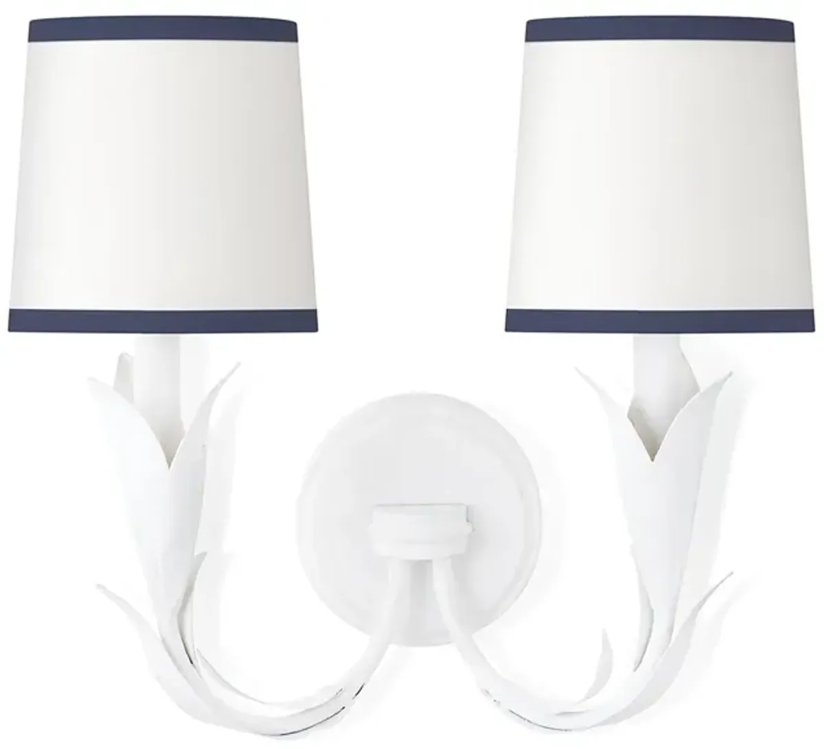 River Reed Sconce Double (White with Navy Shade)