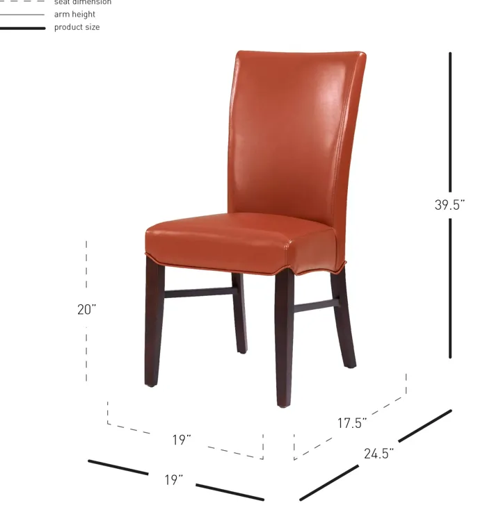 Milton Bonded Leather Dining Side Chair, Pumpkin (Set of 2)