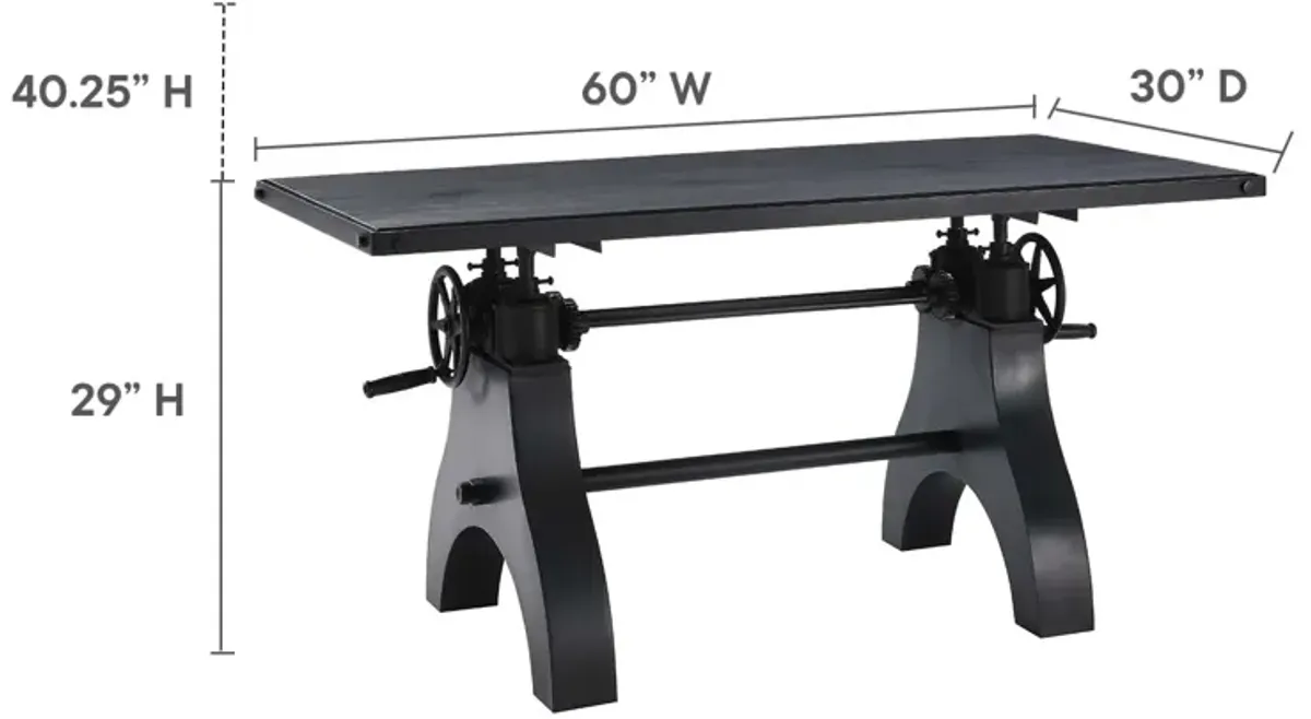 Genuine 60" Crank Adjustable Height Dining Table and Computer Desk