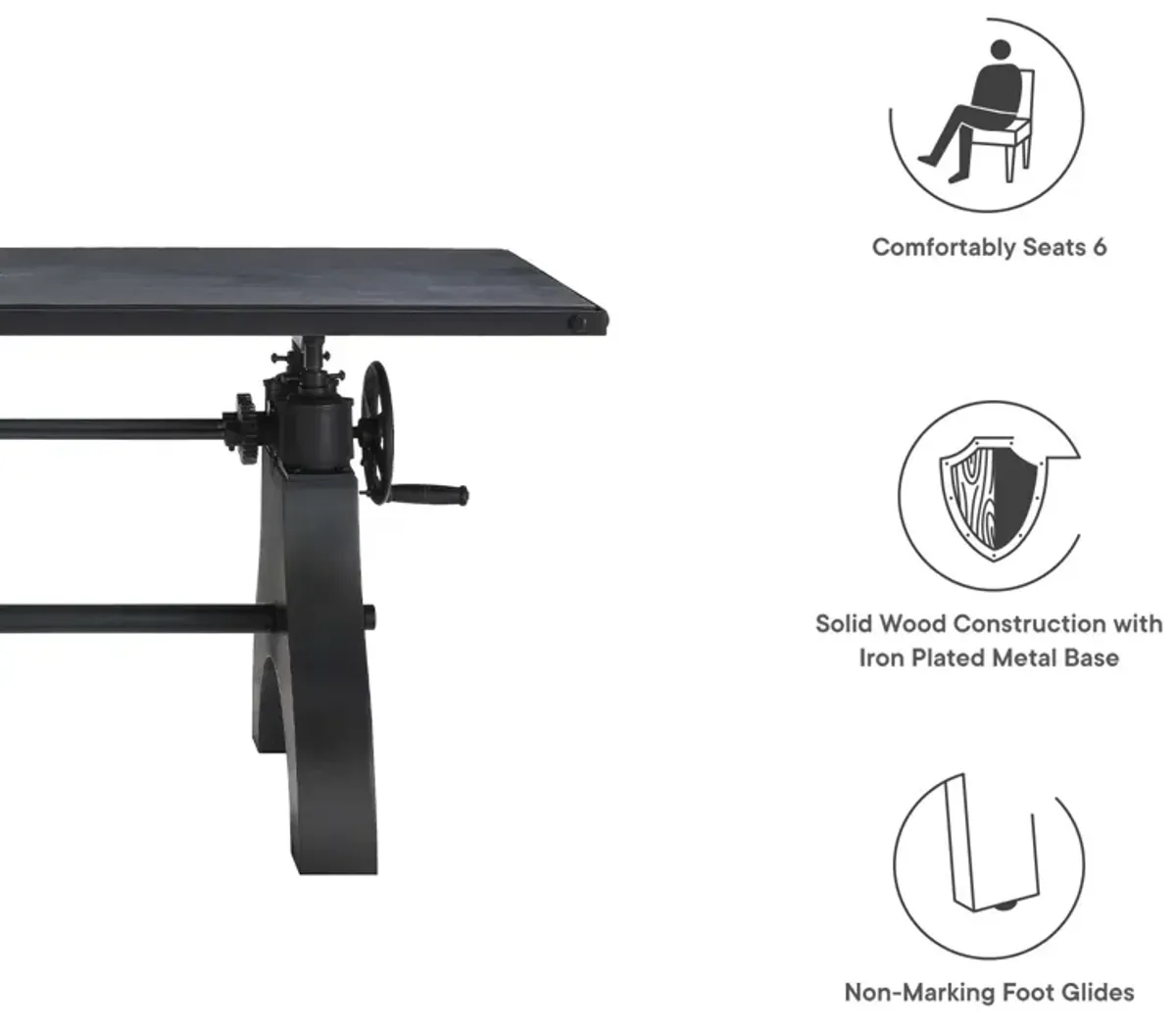 Genuine 60" Crank Adjustable Height Dining Table and Computer Desk