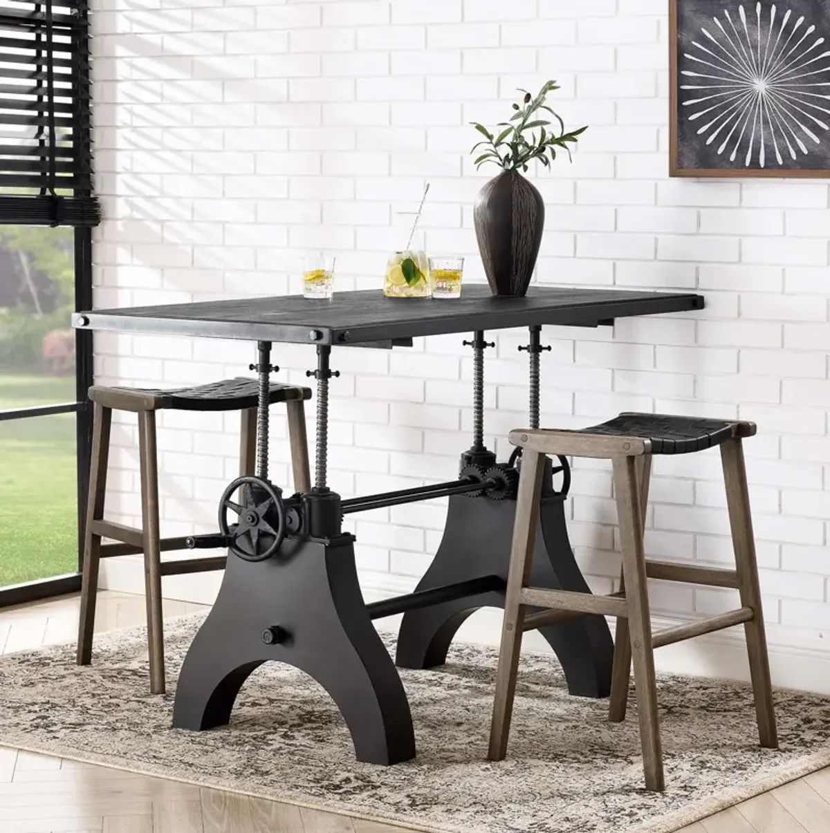 Genuine 60" Crank Adjustable Height Dining Table and Computer Desk