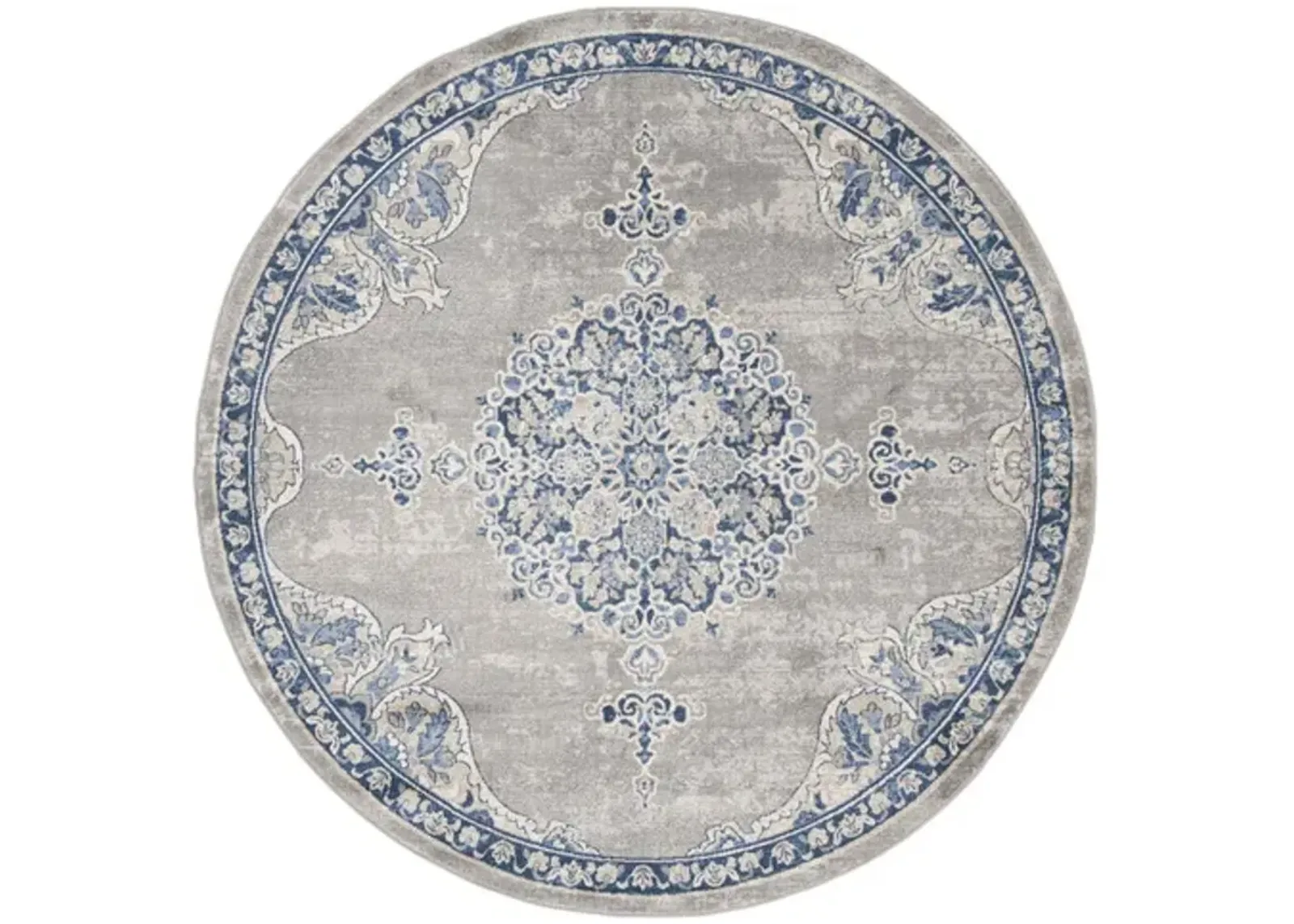 Brentwood 867 Light Grey / Blue 6'-7" X 6'-7" Round Round Powerloomed Rug