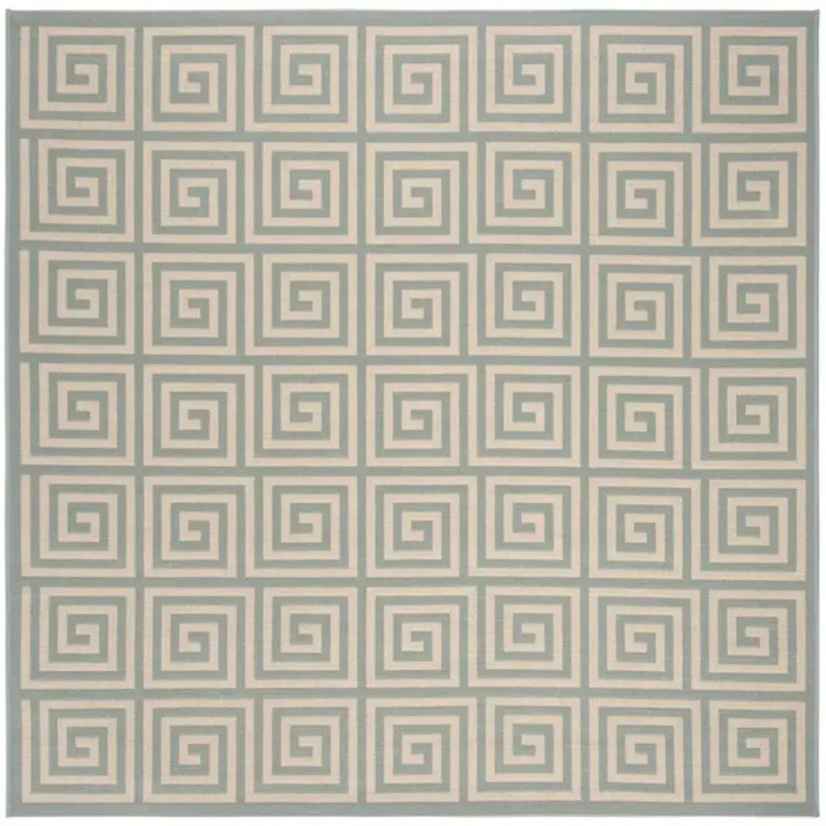 LINDEN 129 Collection LND129L-6SQ Cream / Aqua 6'-7" X 6'-7" Square