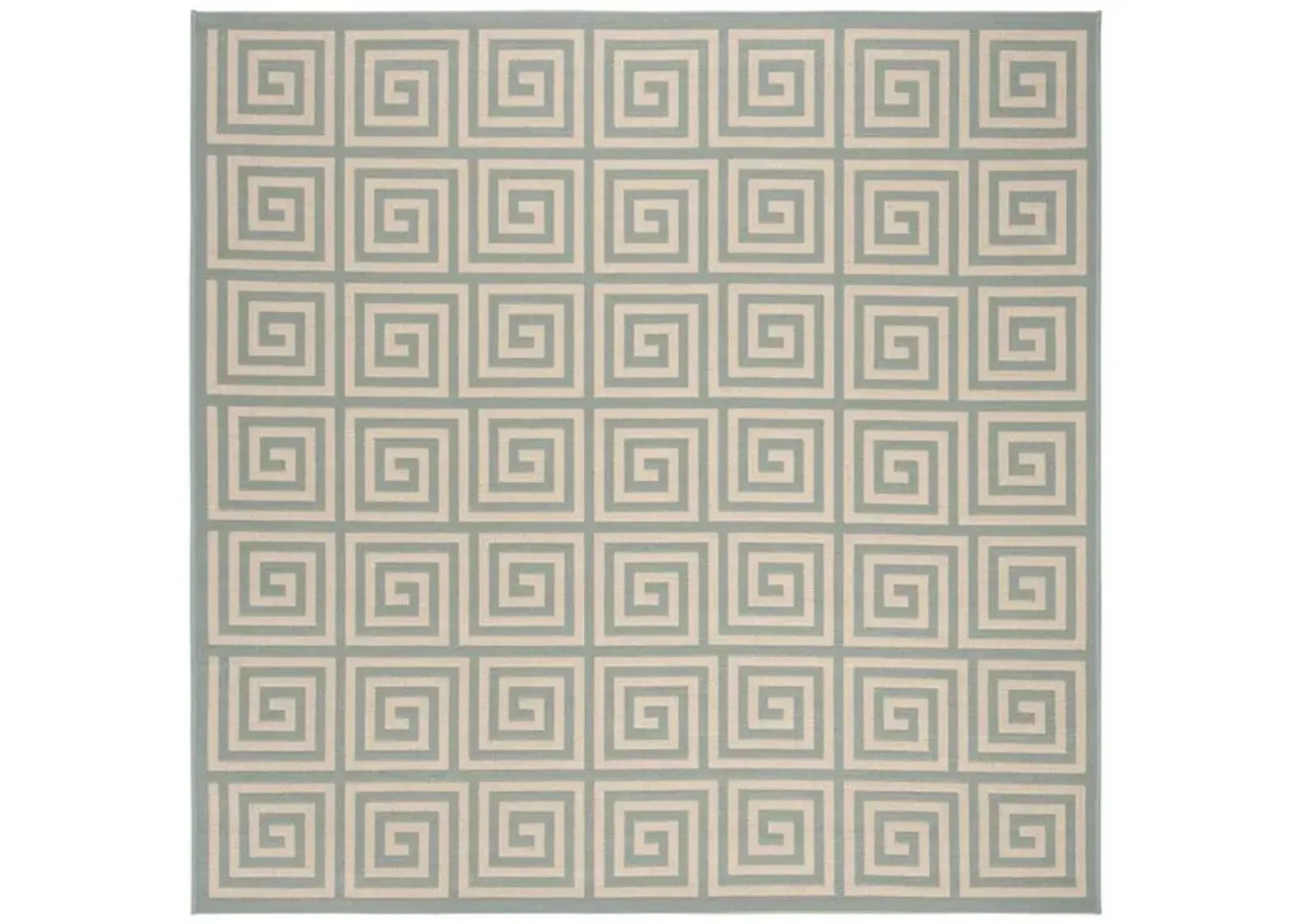 LINDEN 129 Collection LND129L-6SQ Cream / Aqua 6'-7" X 6'-7" Square