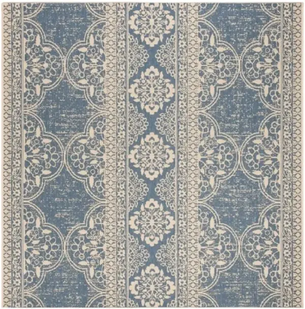 LINDEN 174 Collection LND174N-6SQ Cream / Blue 6'-7" X 6'-7" Square