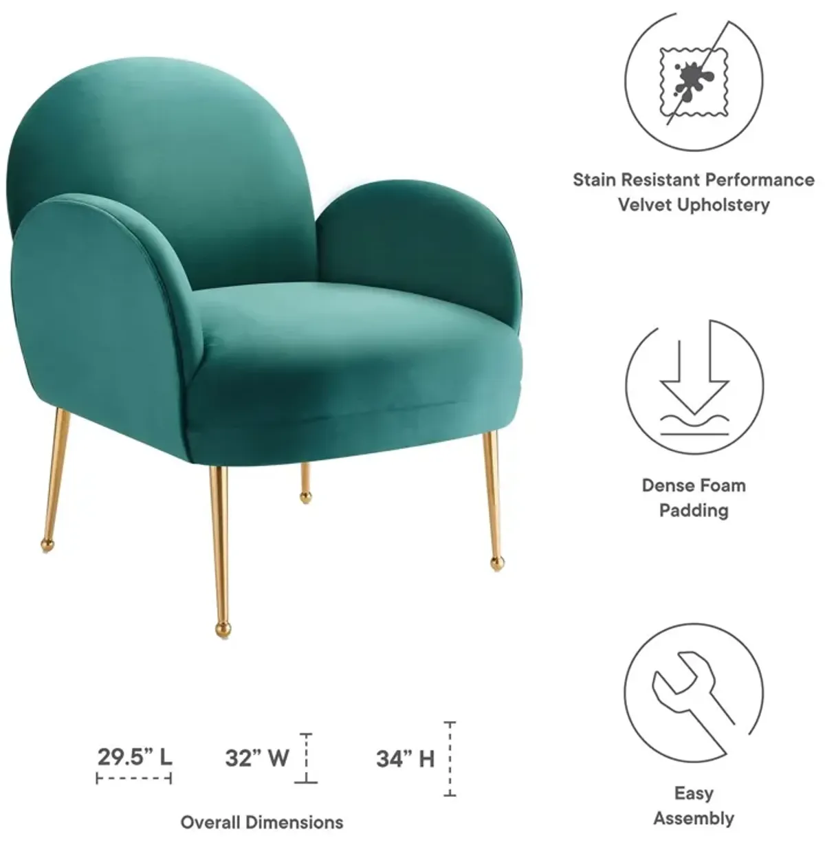 Transcend Performance Velvet Armchair