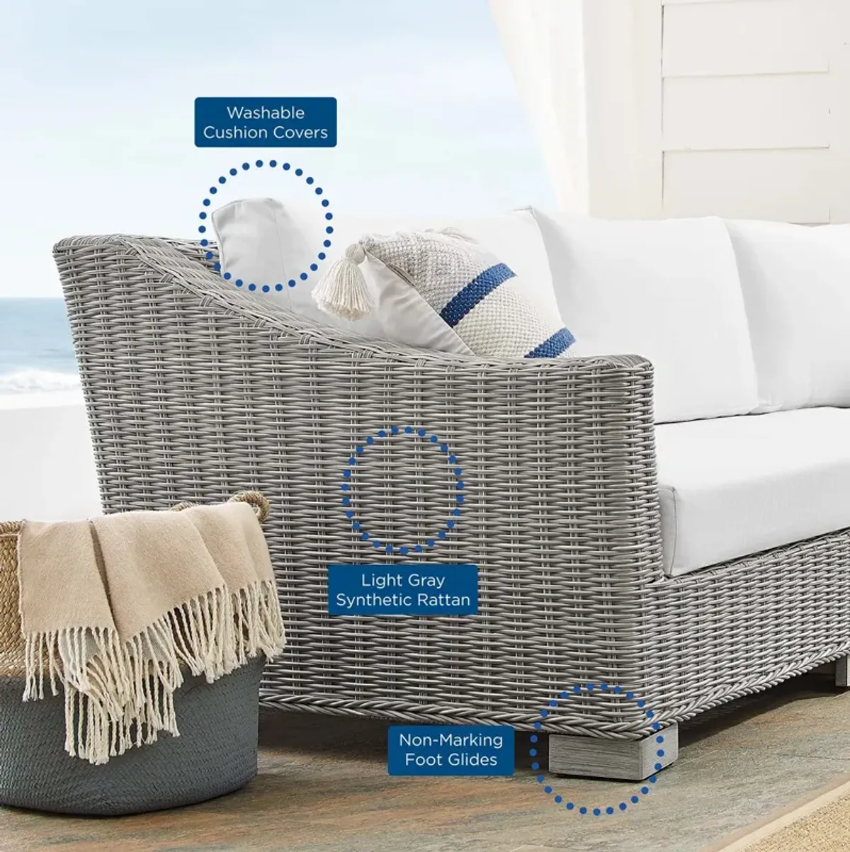 Conway Sunbrella® Outdoor Patio Wicker Rattan 4-Piece Furniture Set