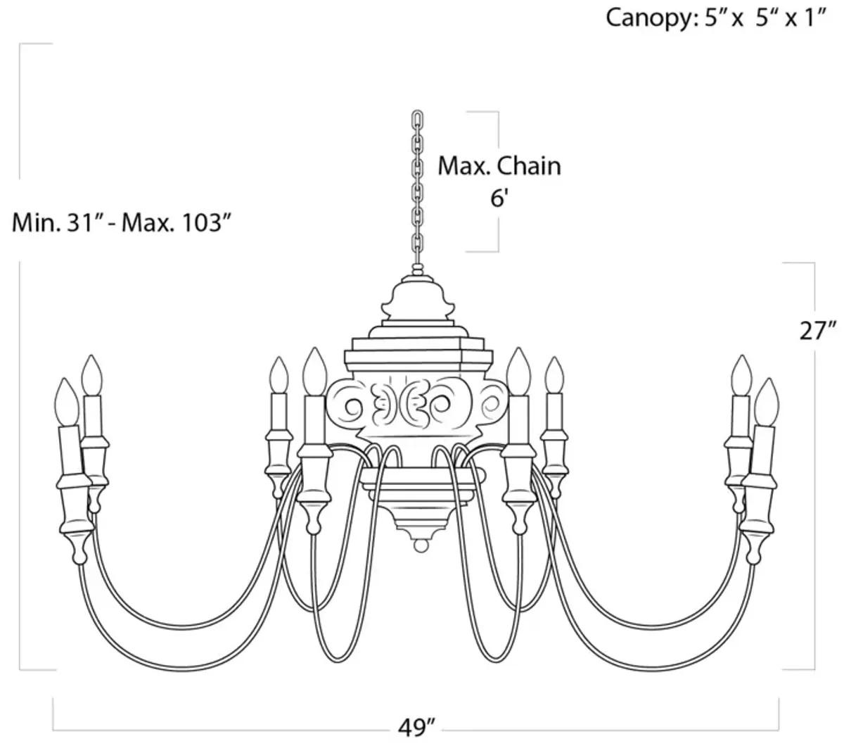 Wood Carved Chandelier