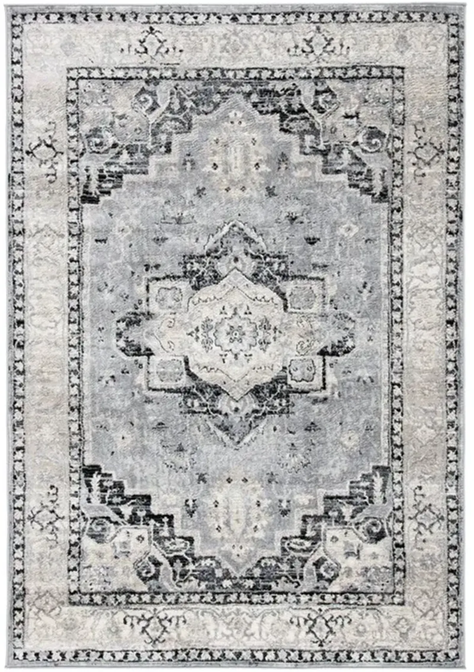 Brentwood 851 Silver / Black 3' X 5' Small Rectangle Powerloomed Rug