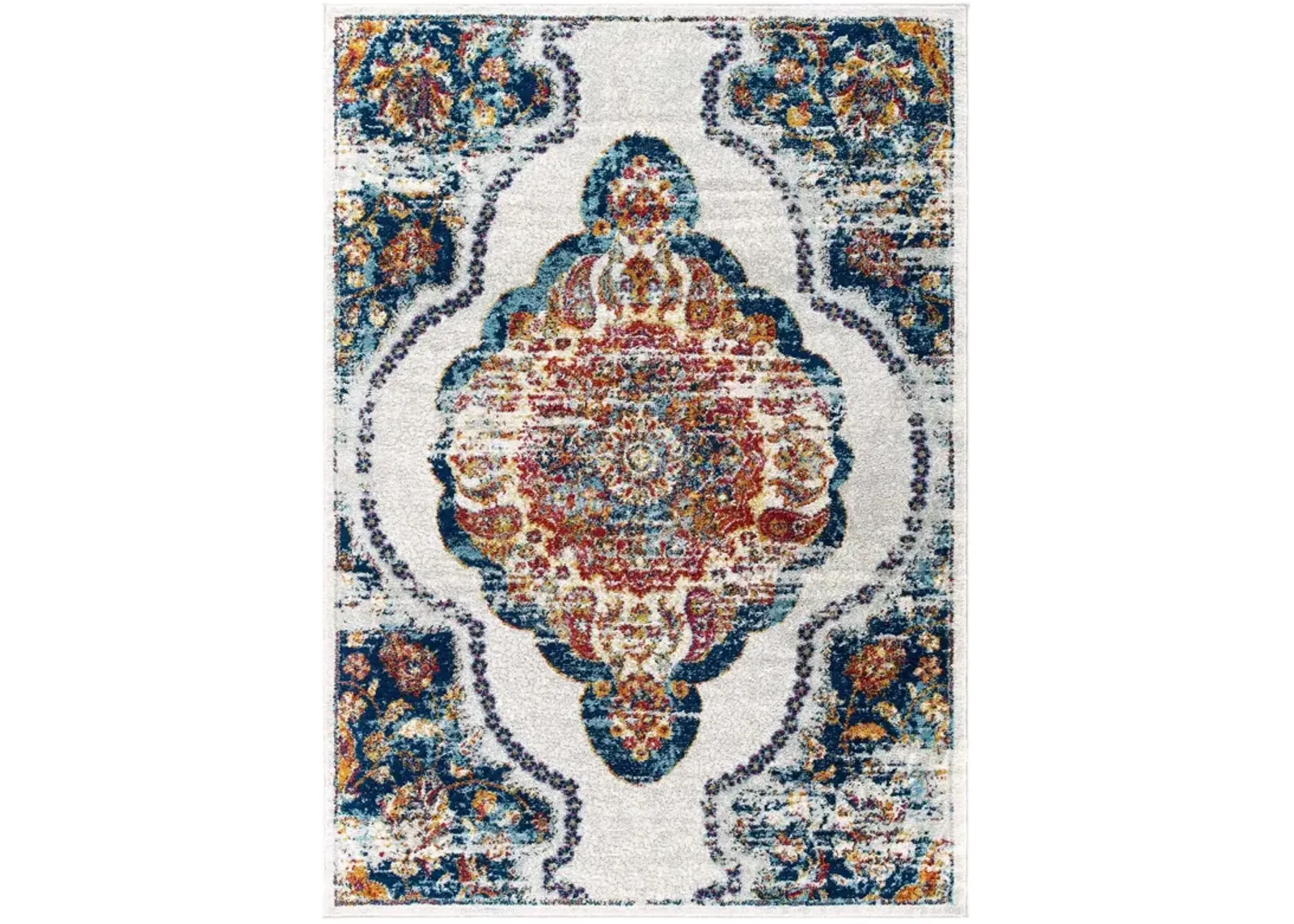 Entourage Malia Distressed Vintage Floral Persian Medallion 5x8 Area Rug