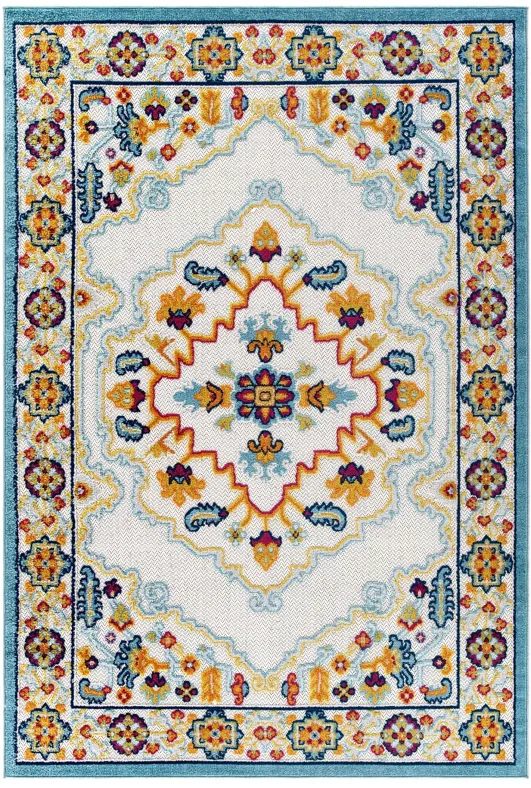 Reflect Ansel Distressed Floral Persian Medallion 8x10 Indoor and Outdoor Area Rug