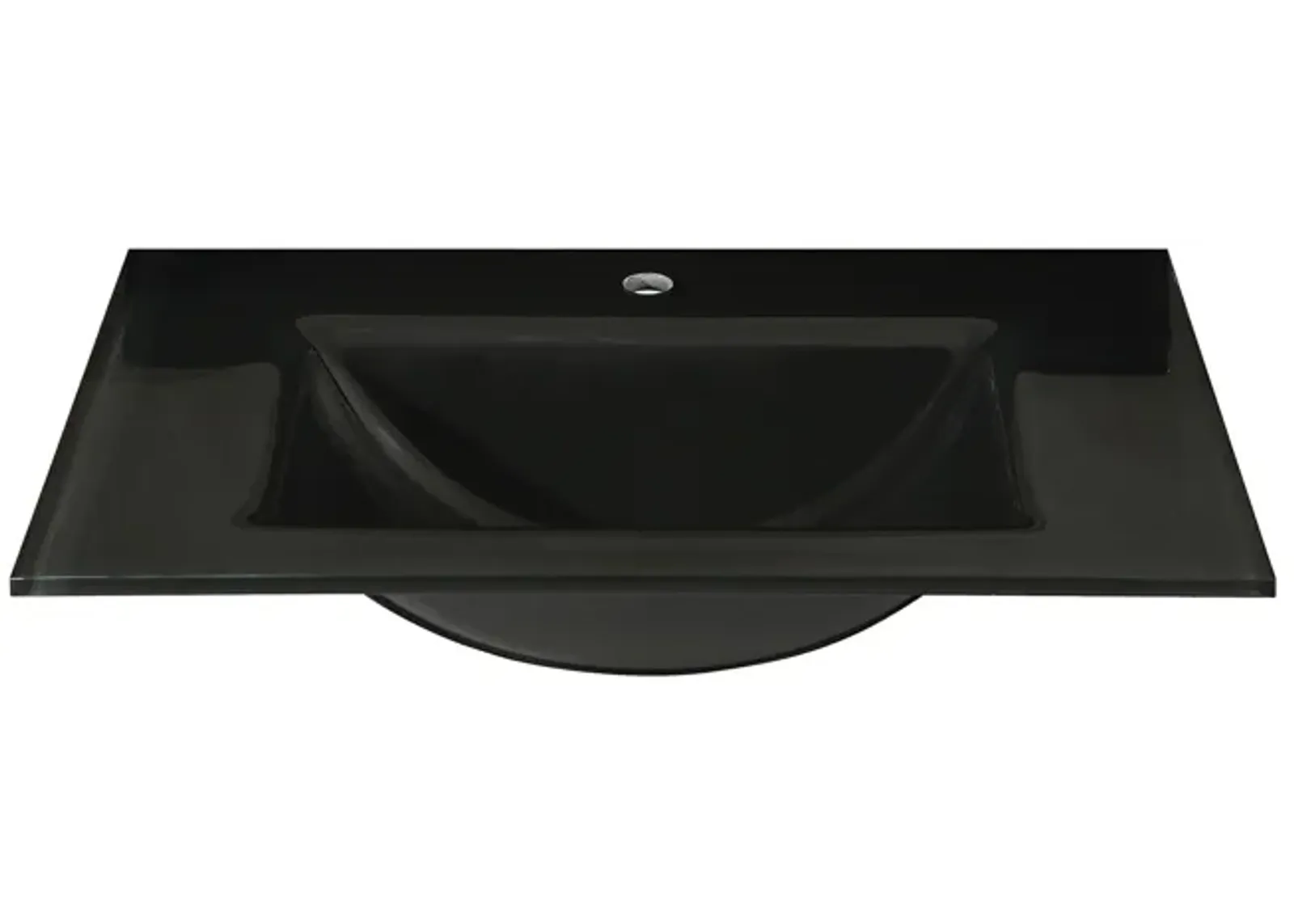 Glass Top - 610mm (24-inch) with Rectangular Bowl - Black