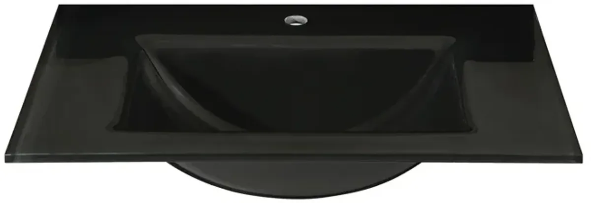 Glass Top - 610mm (24-inch) with Rectangular Bowl - Black