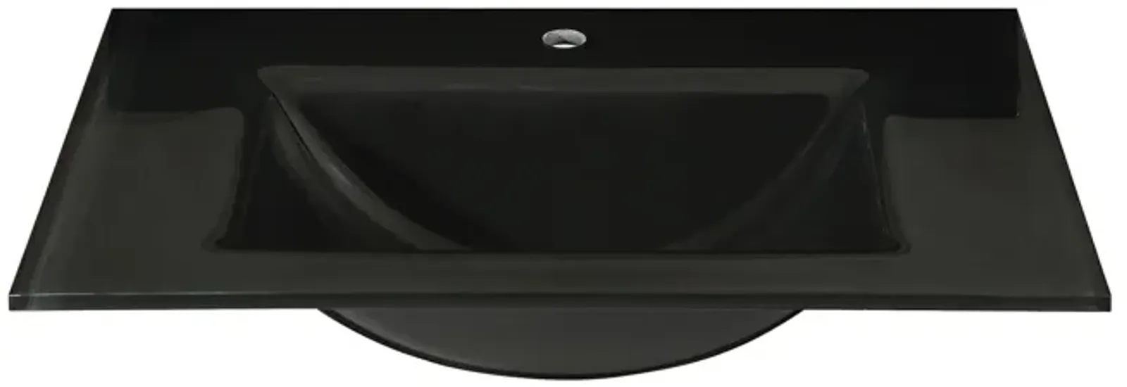 Glass Top - 610mm (24-inch) with Rectangular Bowl - Black