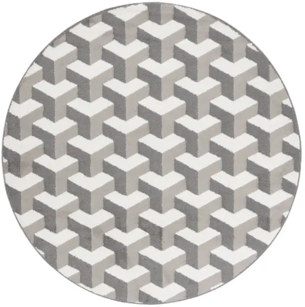 PYRAMID 246 GREY  6'-7' x 6'-7' Round Round Rug