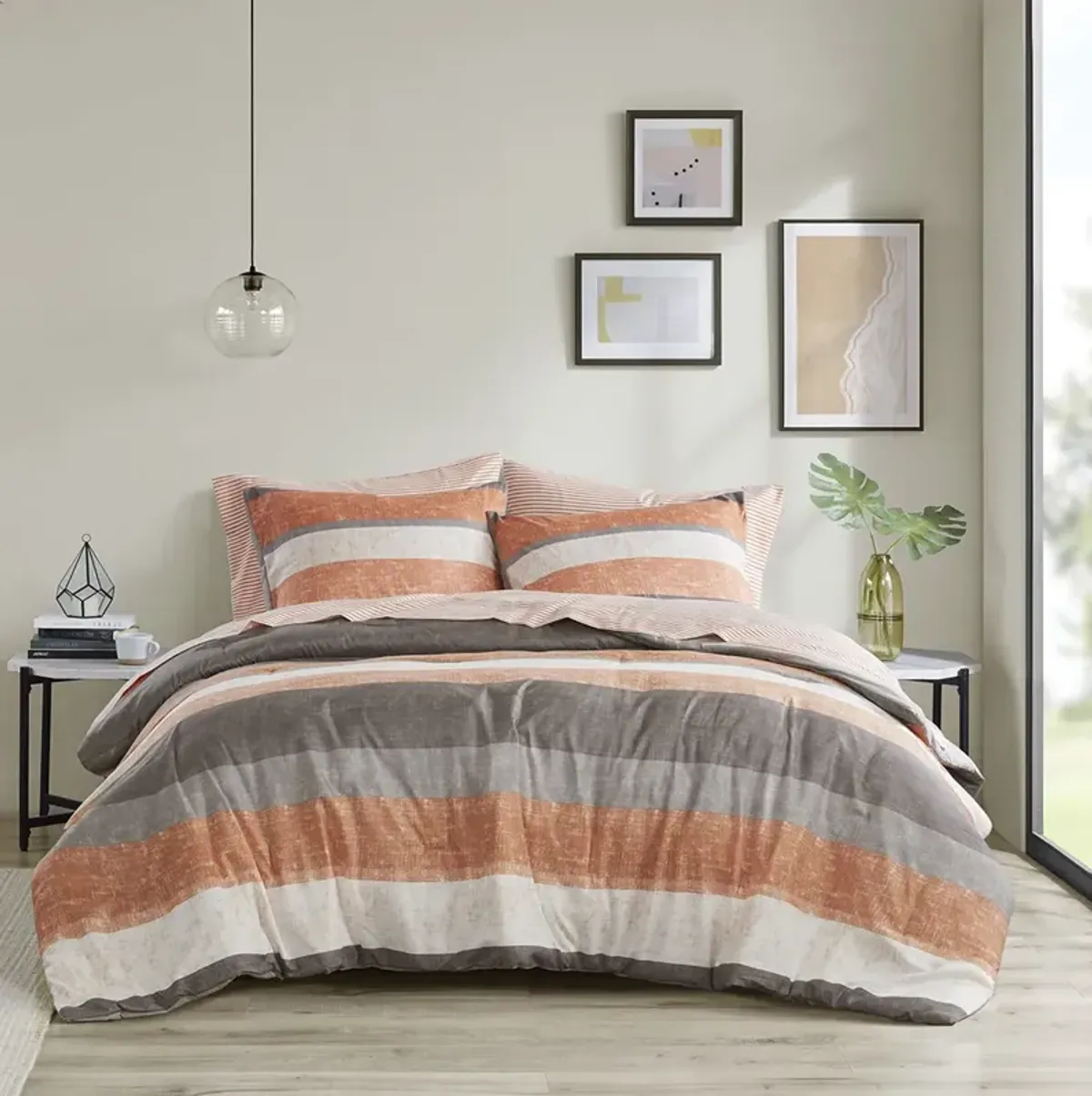 Stripe Comforter Set with Bed Sheets