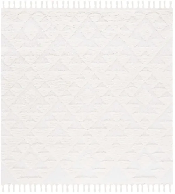 MOROCCAN TASSEL SHAG 688 IVORY 3' x 3' Square Square Rug