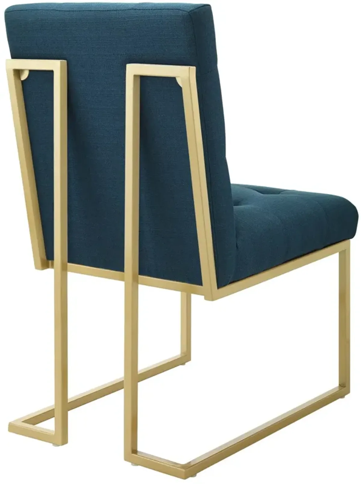 Privy Gold Stainless Steel Upholstered Fabric Dining Accent Chair