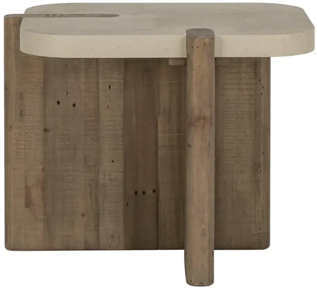 Dillon Reclaimed Pine Wood Transitional End Table in Natural Tone