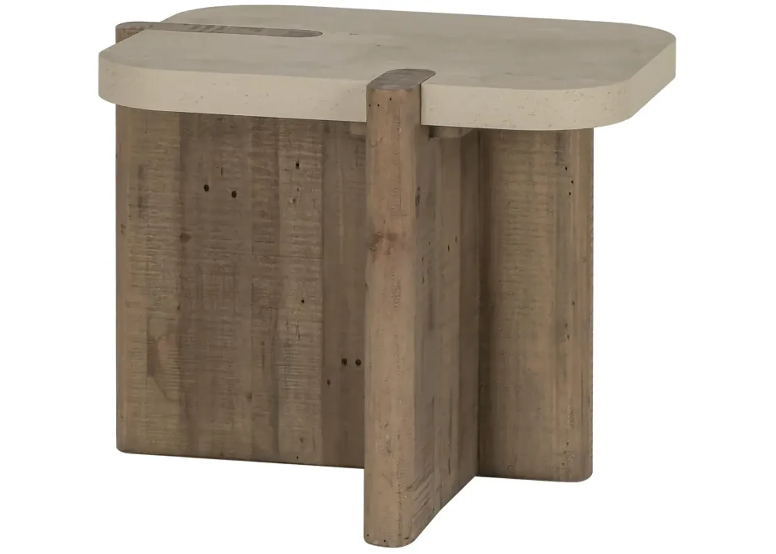 Dillon Reclaimed Pine Wood Transitional End Table in Natural Tone