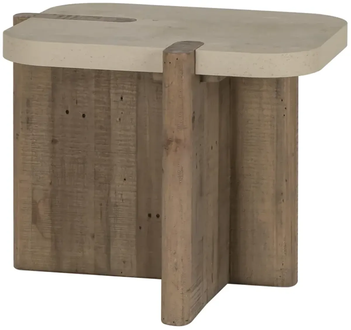 Dillon Reclaimed Pine Wood Transitional End Table in Natural Tone