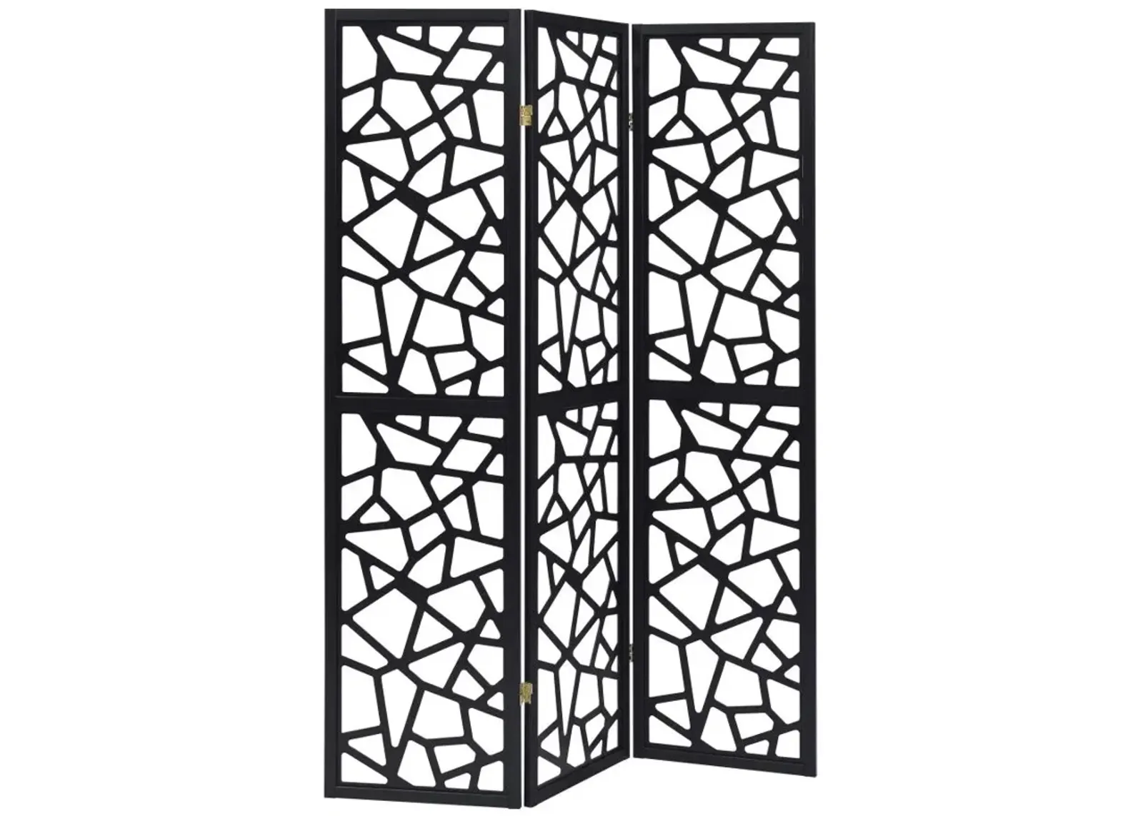 Nailan 3-panel Open Mosaic Pattern Room Divider Black