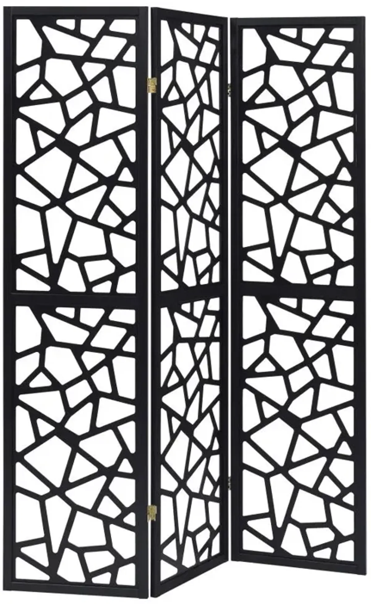 Nailan 3-panel Open Mosaic Pattern Room Divider Black