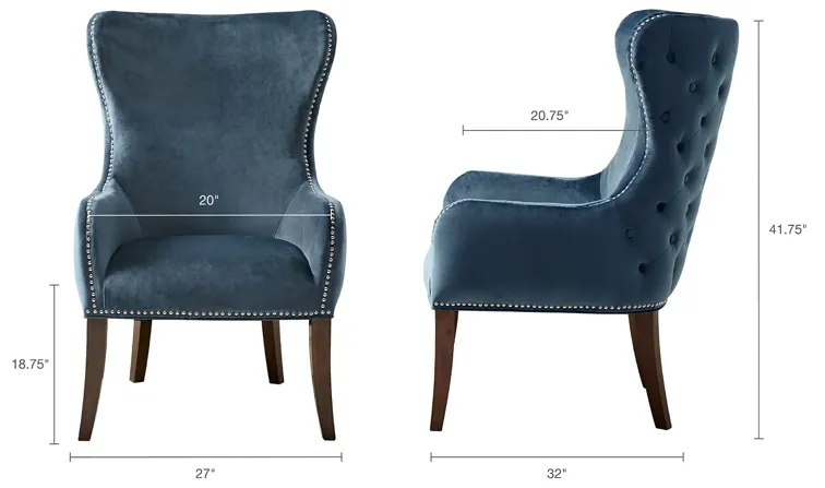 Madison Park Hancock Blue Button Tufted Back Accent Chair