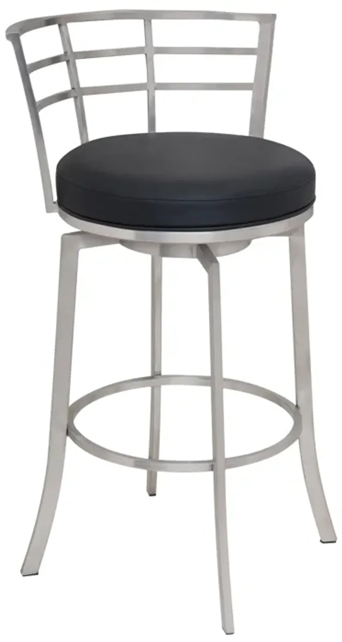 Viper 26" Counter Height Swivel Black Faux Leather and Brushed Stainless Steel Bar Stool