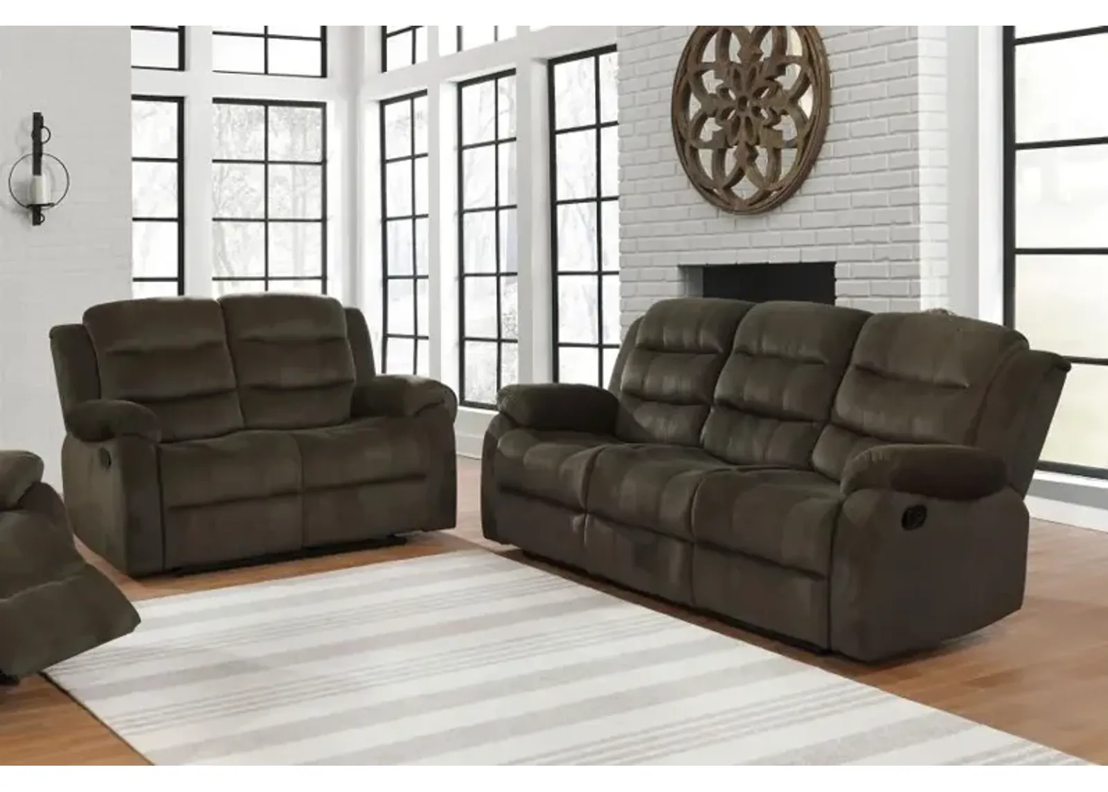 Rodman Upholstered Tufted Living Room Set Olive Brown