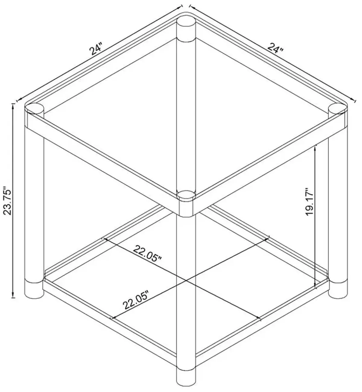 Alison End Table with Lower Shelf Chrome And Clear