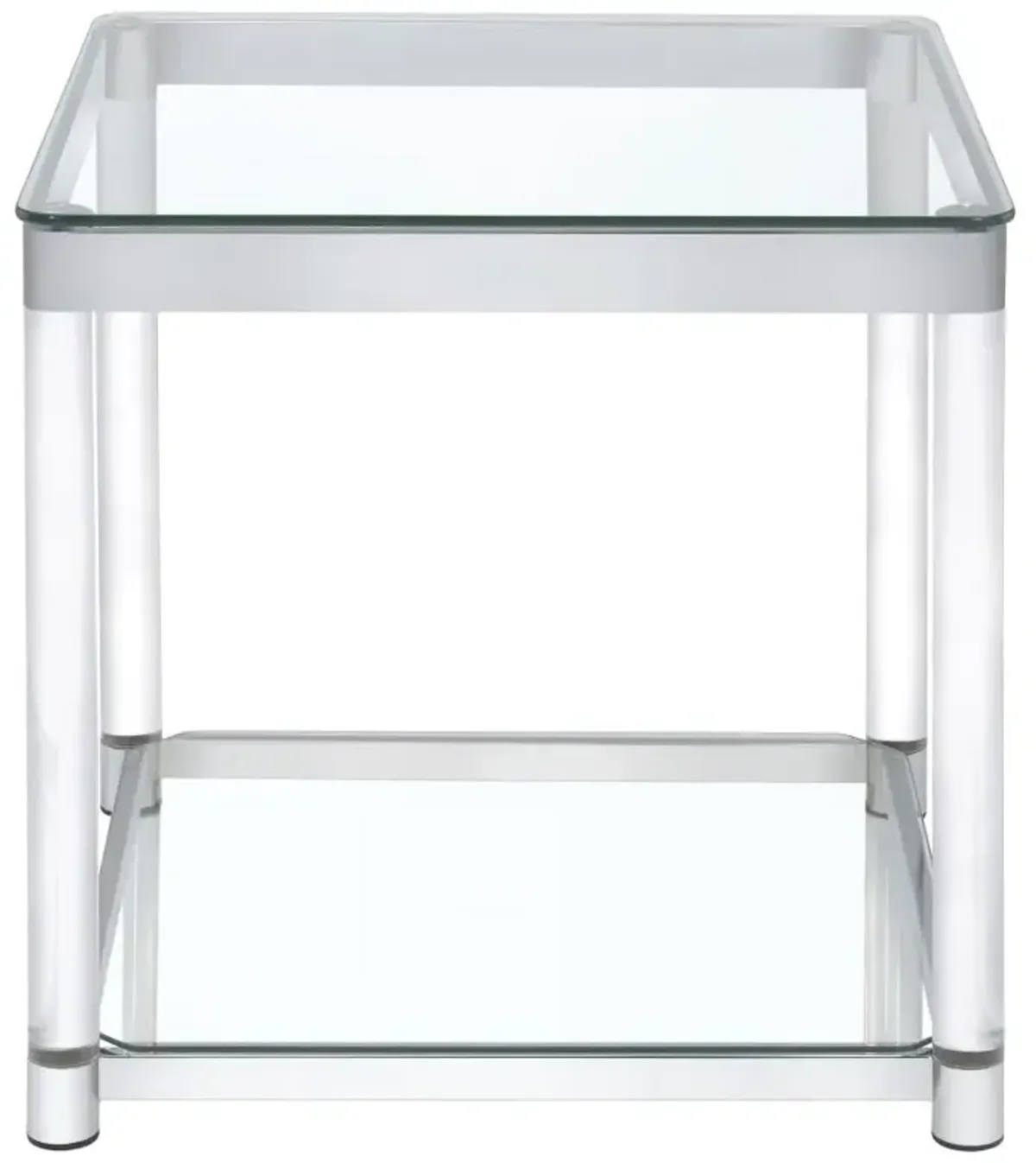 Alison End Table with Lower Shelf Chrome And Clear