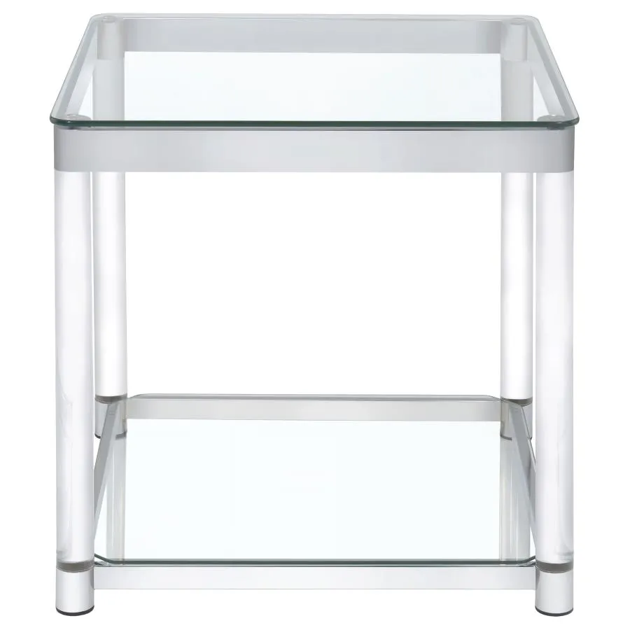 Alison End Table with Lower Shelf Chrome And Clear