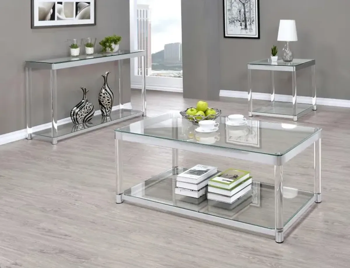 Alison End Table with Lower Shelf Chrome And Clear