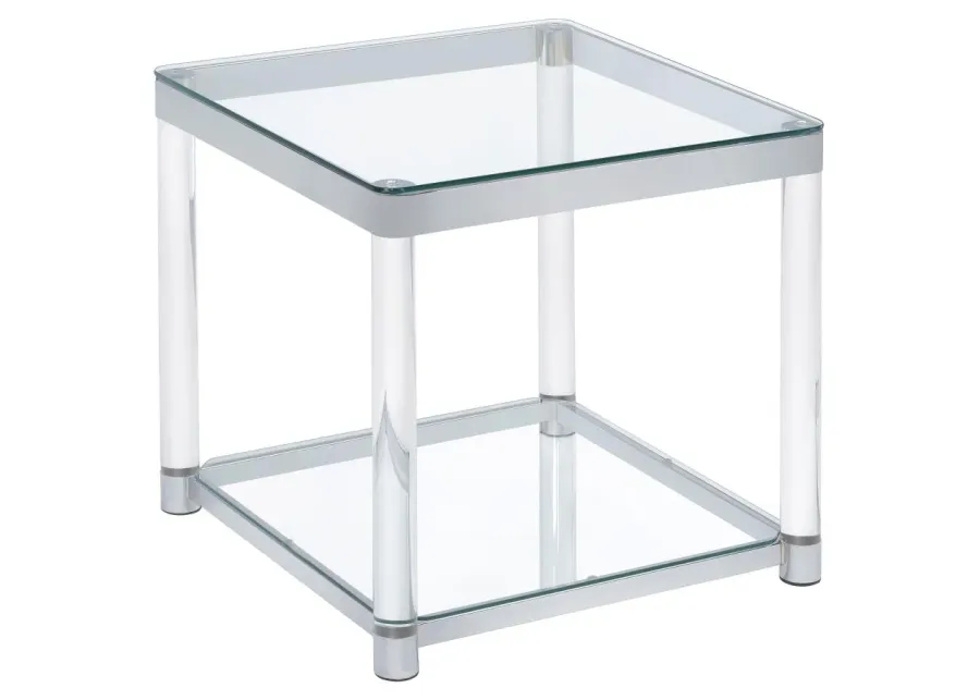 Alison End Table with Lower Shelf Chrome And Clear