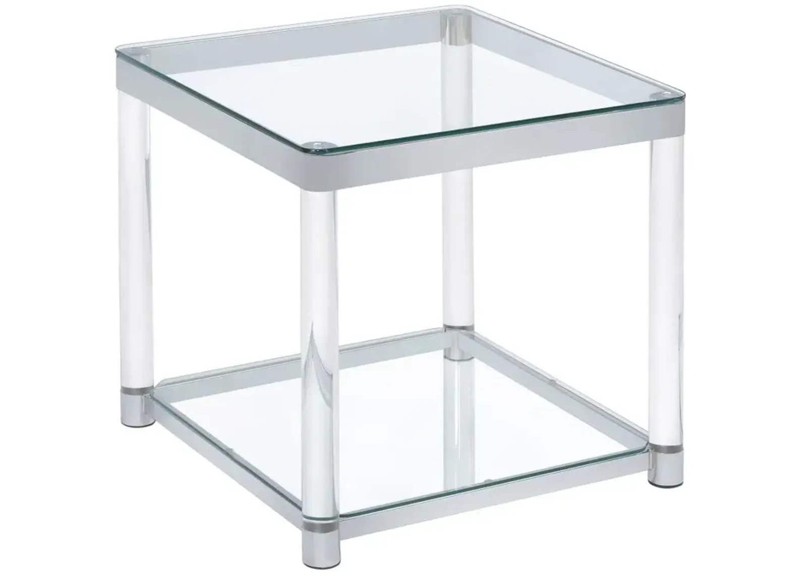 Alison End Table with Lower Shelf Chrome And Clear