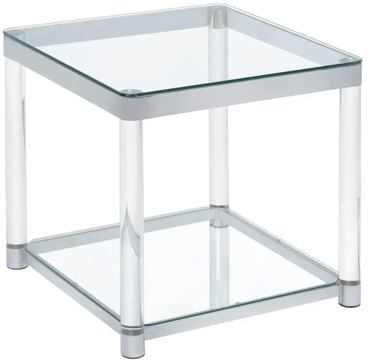 Alison End Table with Lower Shelf Chrome And Clear