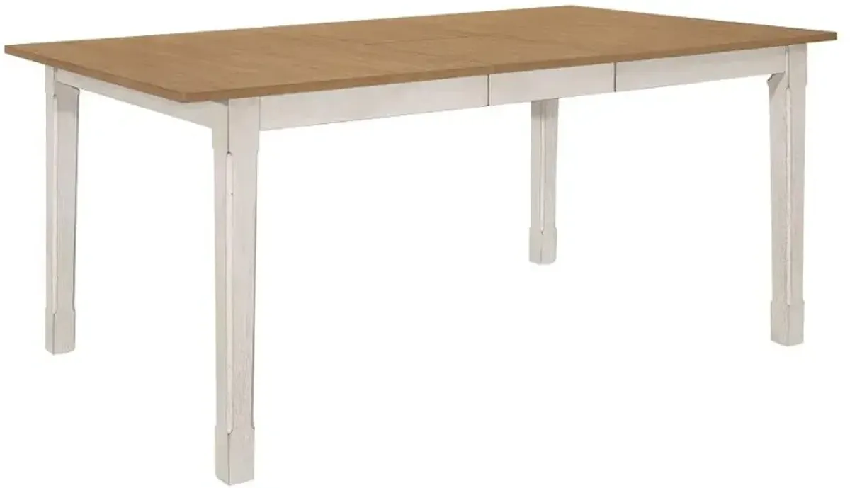 Aaron Rectangular Dining Table with Butterfly Leaf Natural And Rustic off White