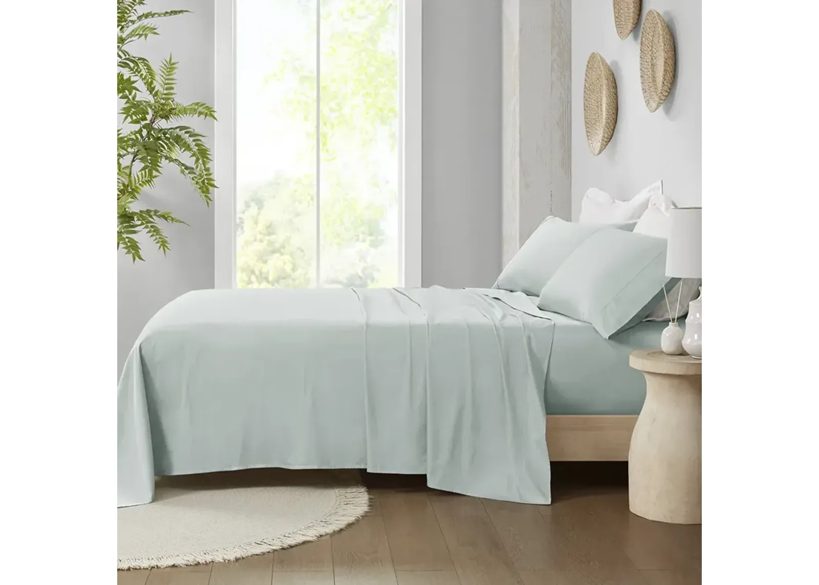 Madison Park 300 Thread Count Organic Cotton Aqua Deep Pocket Sheet Set