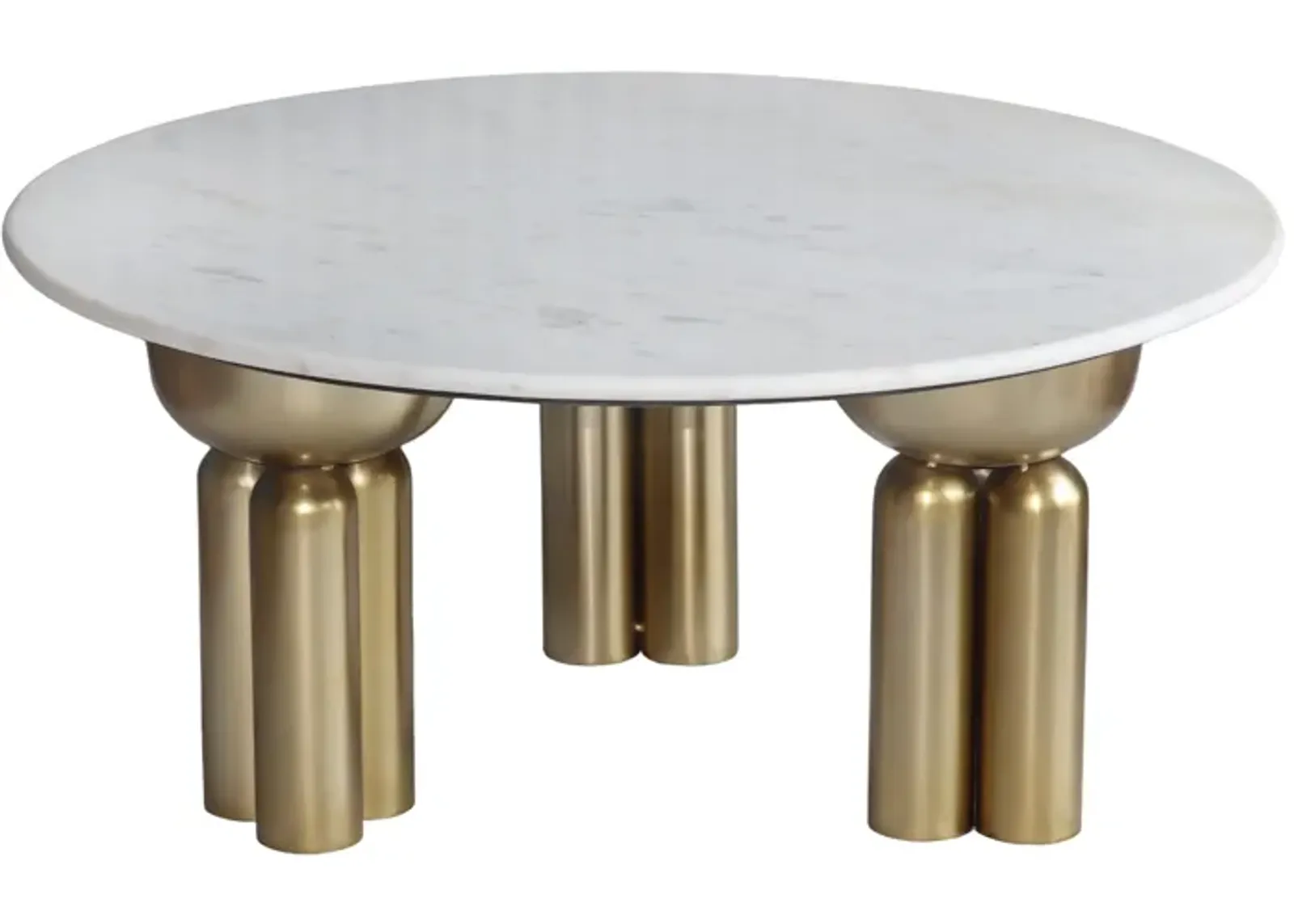 Metal, 36" Marble Top Coffee Table, Gold/white,kd