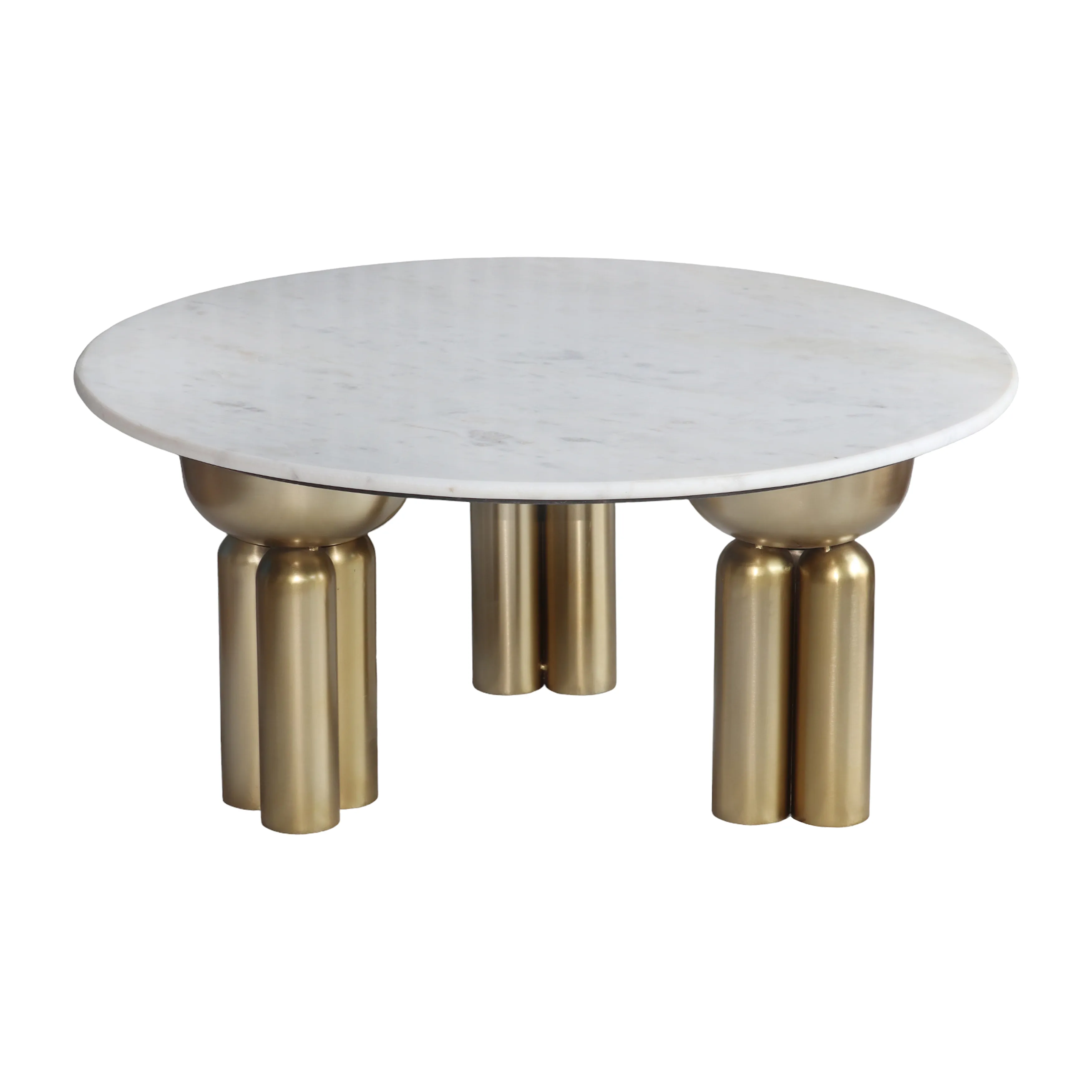 Metal, 36" Marble Top Coffee Table, Gold/white,kd