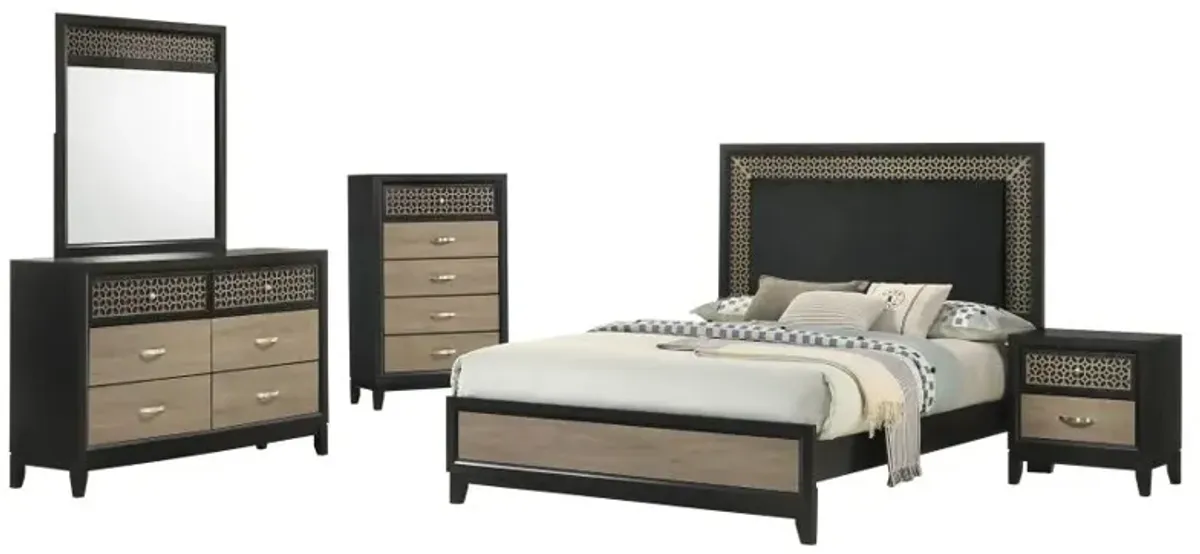 Valencia 5-piece Eastern King Bedroom Set Light Brown and Black