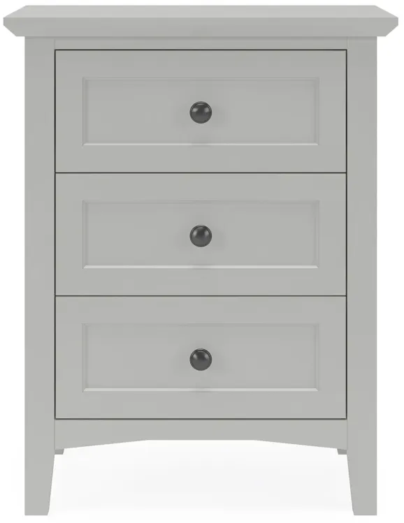 Grace Three Drawer Nightstand in Elephant Grey