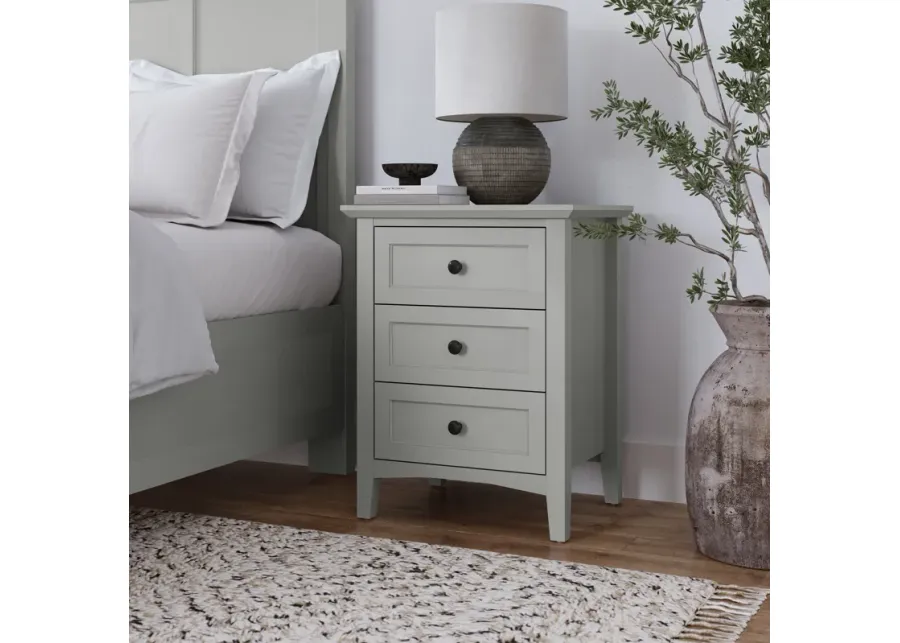 Grace Three Drawer Nightstand in Elephant Grey