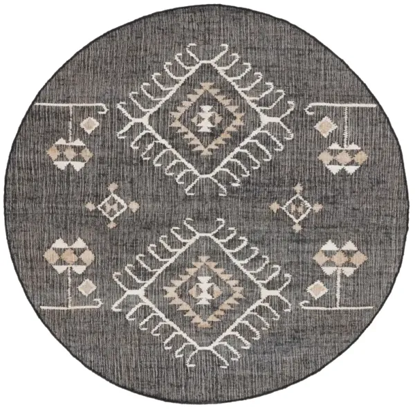 KILIM 762 BLACK  9' x 9' Round Round Rug