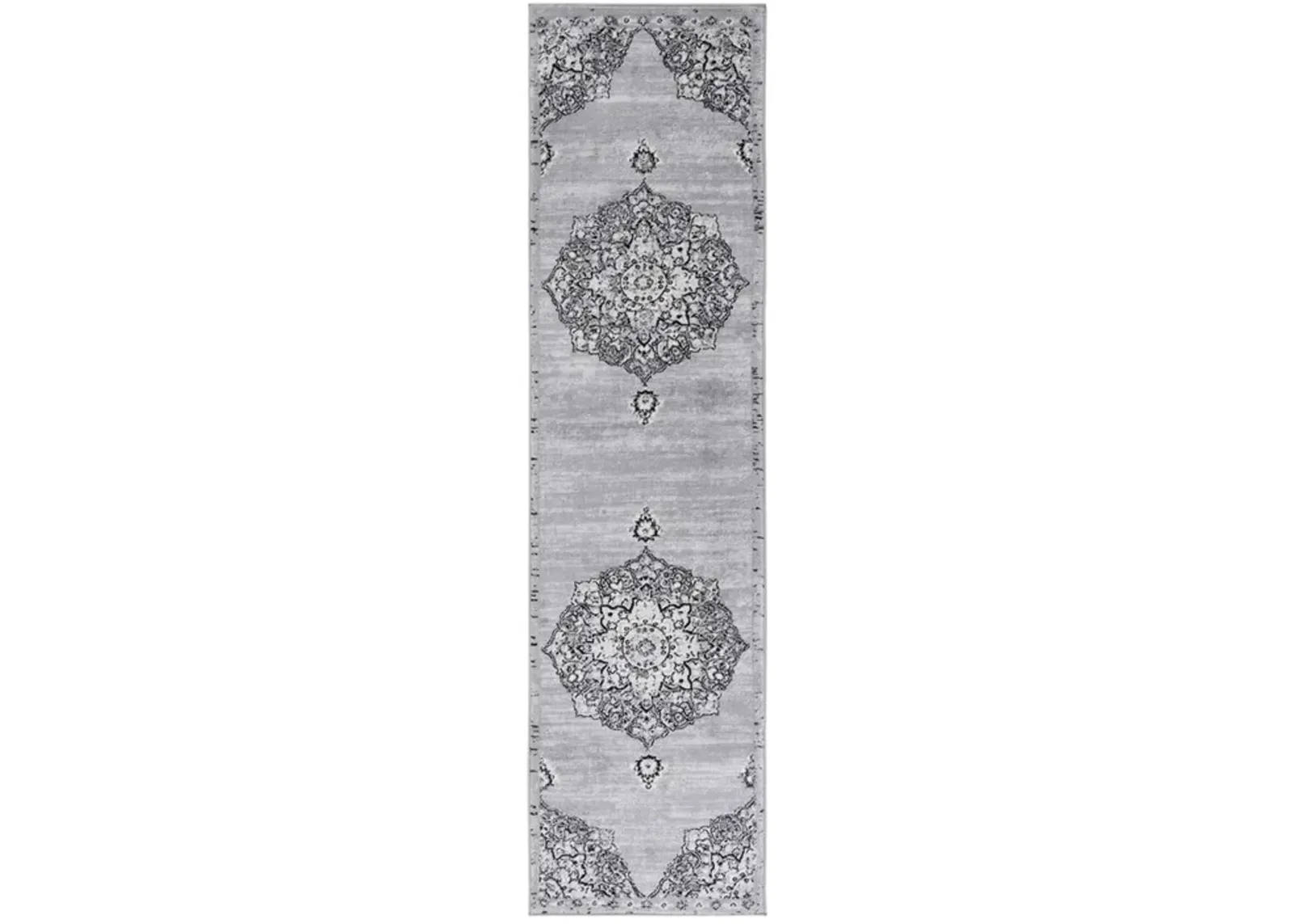 Brentwood 802 Silver / Black 2' X 8' Runner Powerloomed Rug